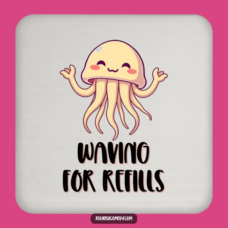 Funny Excited Jellyfish Coasters: Protect Surfaces with Hilarious Enthusiasm!