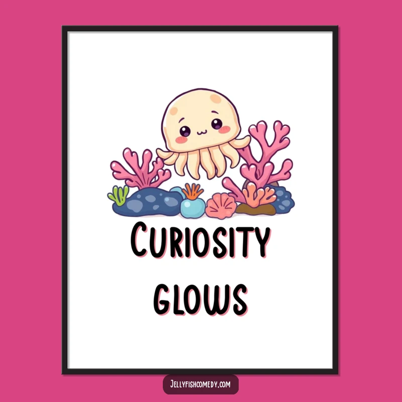 Funny Jellyfish Coral Poster: Whimsical Ocean Art Print, Hilarious Wall Decor Gift