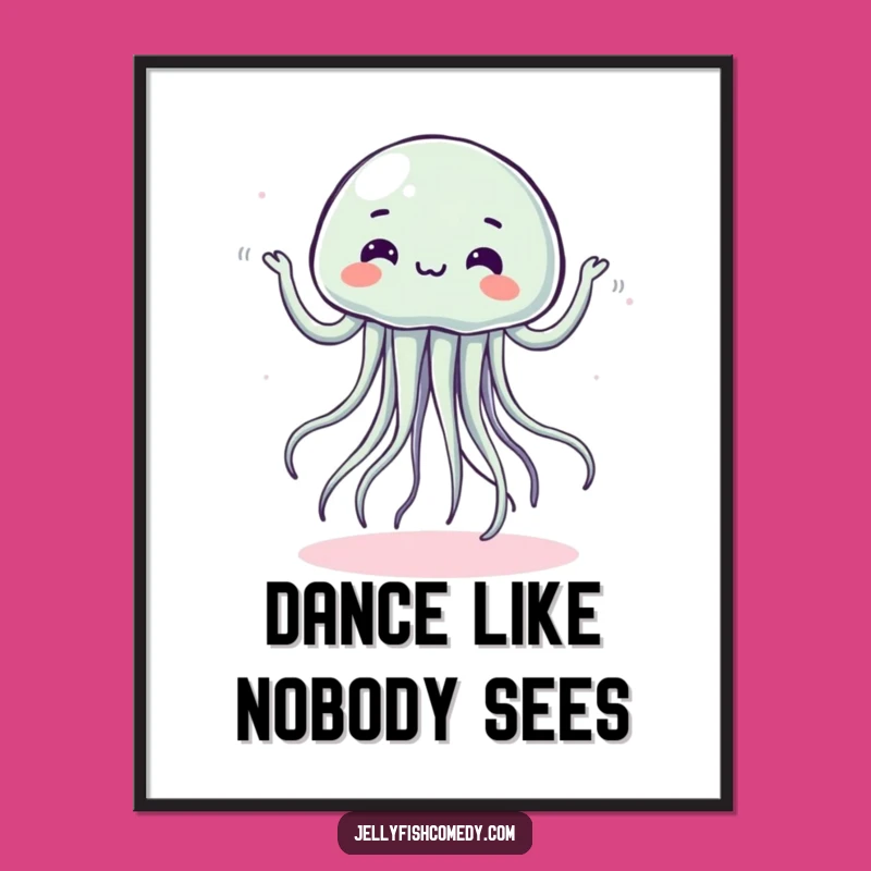 Funny Dancing Jellyfish Poster - Silly Wobbly Art Print Gift