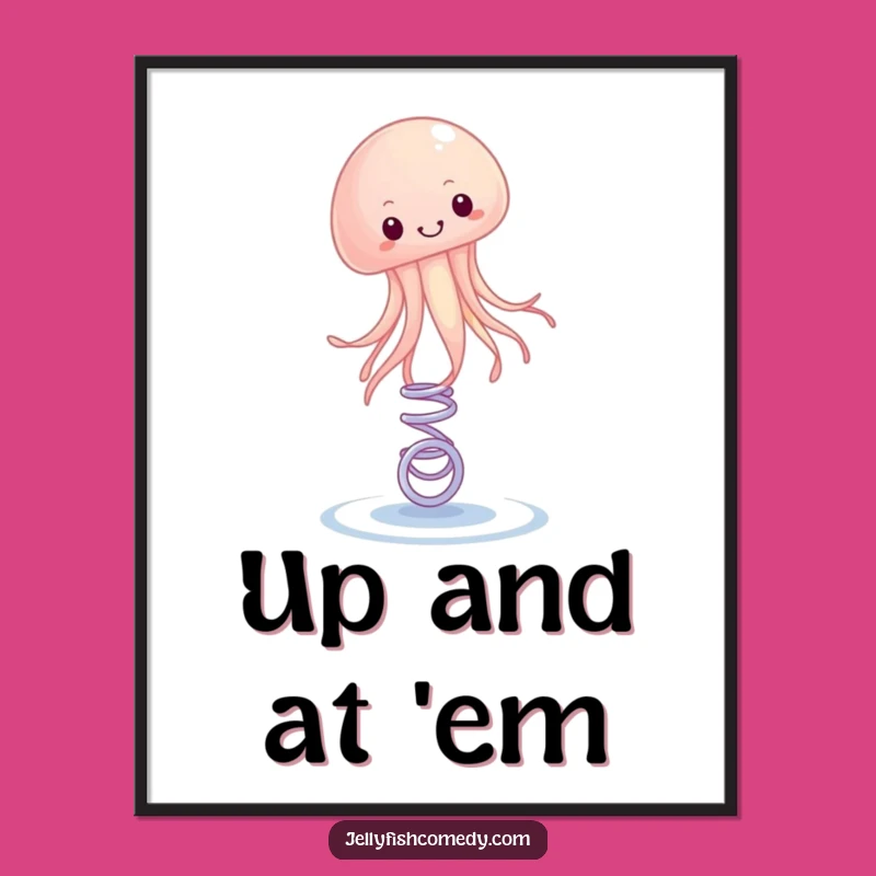 Funny Bouncing Jellyfish Poster: Springy Wall Art, Action-Packed Ocean Decor, Great Gift
