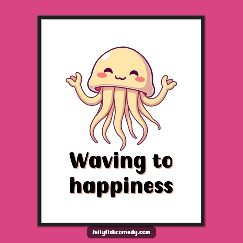 Funny Excited Jellyfish Poster: Decorate with Enthusiasm and This Hilarious Art!