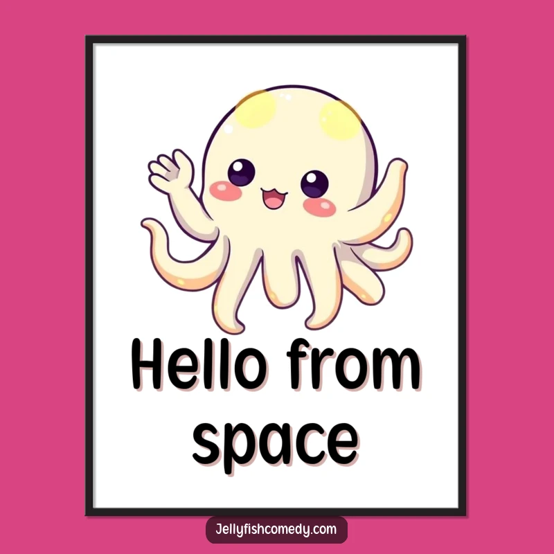 Funny Floating Creature Tentacles Poster, Ethereal Wall Art Gift
