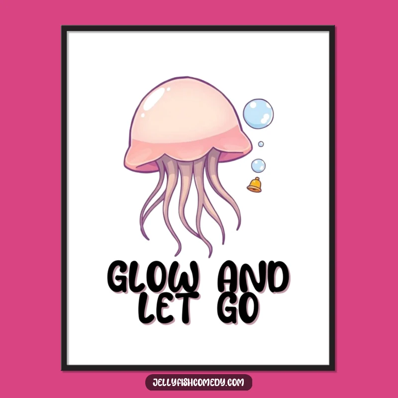 Funny Jellyfish Bubble Bounce Poster: Whimsical Ocean Art Print Gift Idea