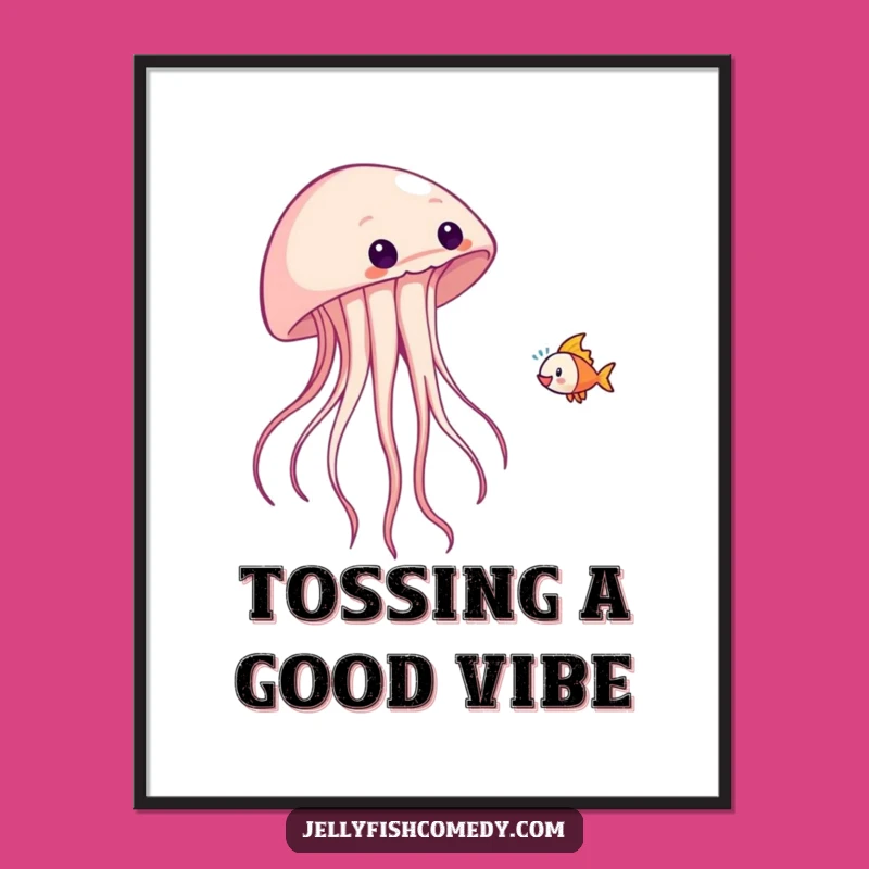Funny Jellyfish Fish Toss Poster - Playful Antics Art Print Gift
