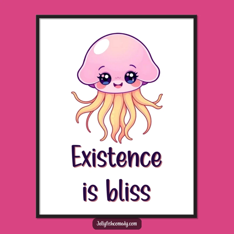 Funny Kawaii Jellyfish Poster: Floating Art for a Happy Home