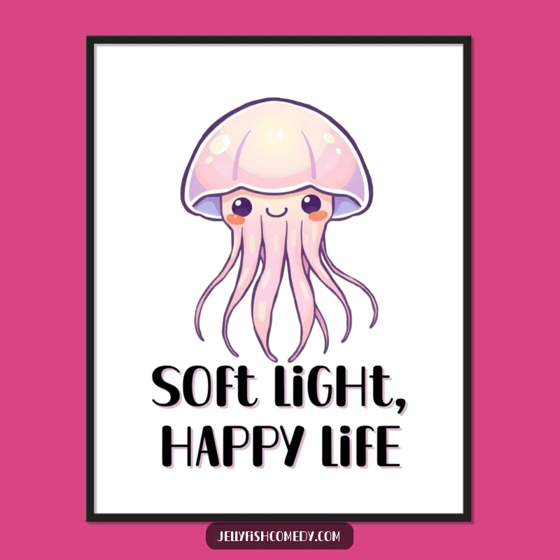 Funny Kawaii Jellyfish Poster: Happy Light, Delightful Humorous Wall Art