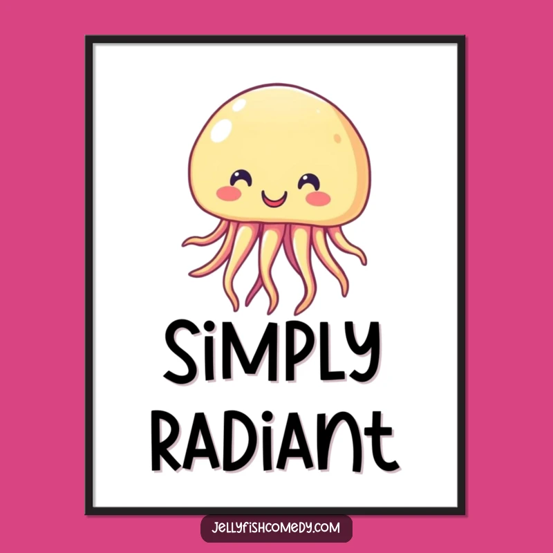 Funny Smiling Jellyfish Poster: Cheerful Wall Art, Vibrant Ocean Decor, Great Gift
