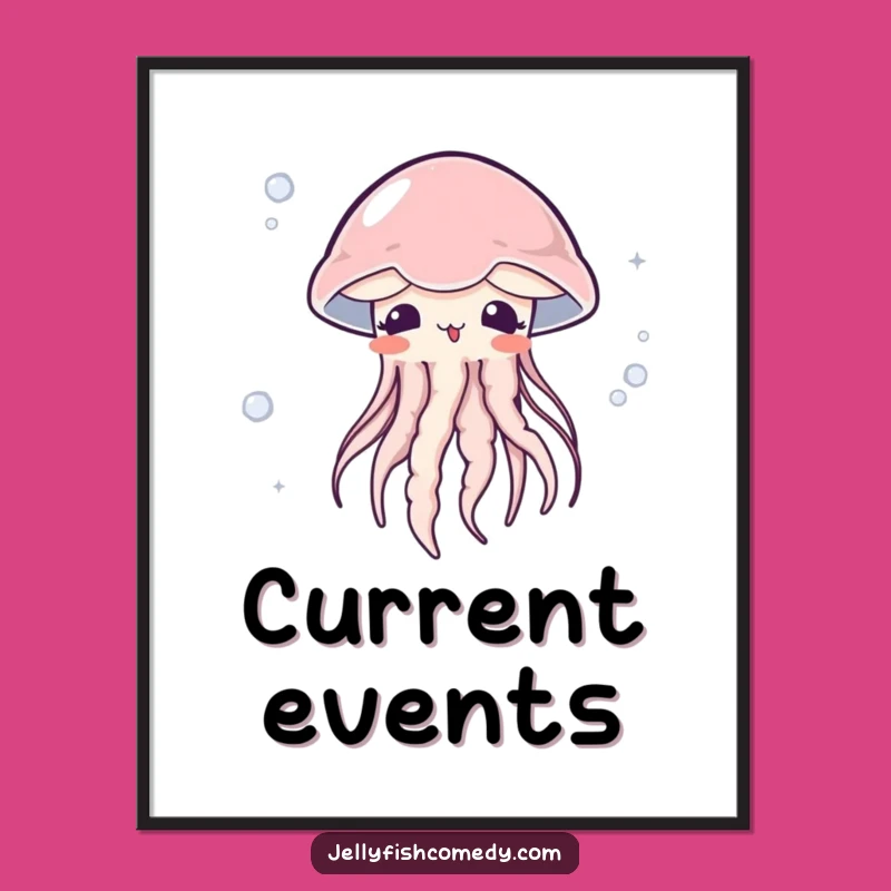 Funny Surprised Jellyfish Poster: Cute Embarrassed Humor for Your Walls!