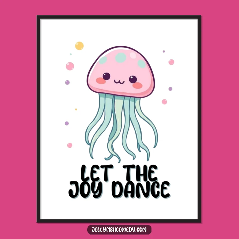 Funny Kawaii Jellyfish Poster: Lively Tentacle Dance Art!