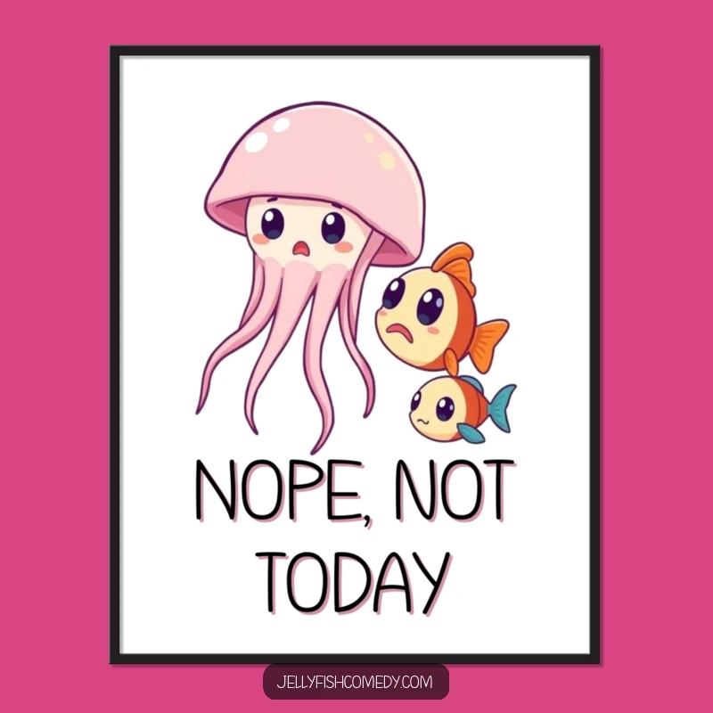 Funny Surprised Jellyfish Poster - Wall Art for Ocean Humor Lovers