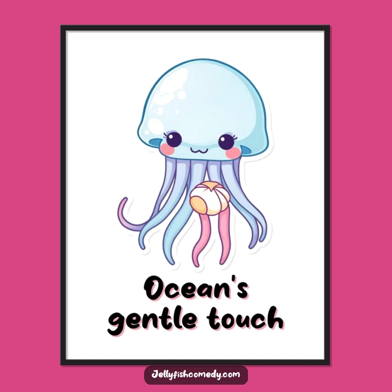 Funny Jellyfish Seashell Poster: Gentle Ocean Art Print Gift Idea