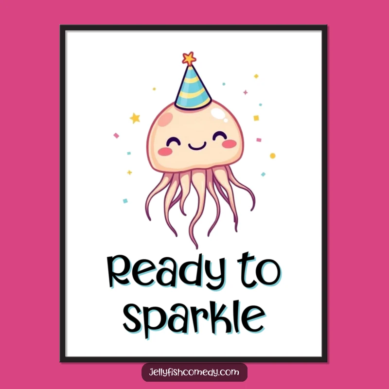 Funny Jellyfish Party Hat Poster: Bring Hilarious Aquatic Vibes to Your Walls