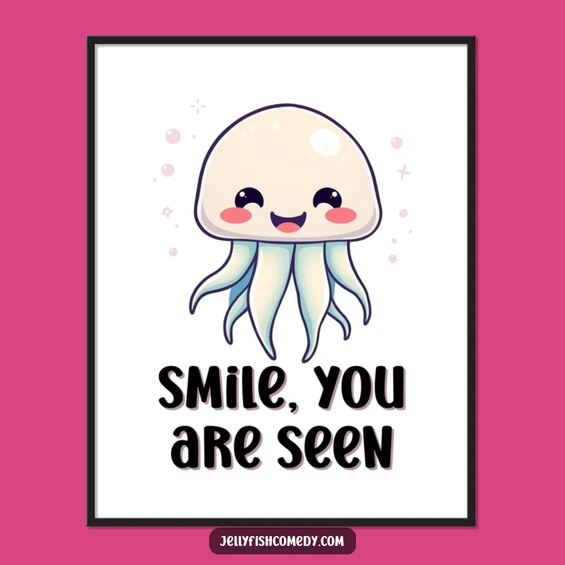 Funny Kawaii Jellyfish Poster: Bubbly Energy for Your Walls