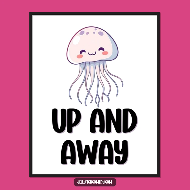 Funny Kawaii Jellyfish Poster: Joyful Floating Creature for Whimsical Decor