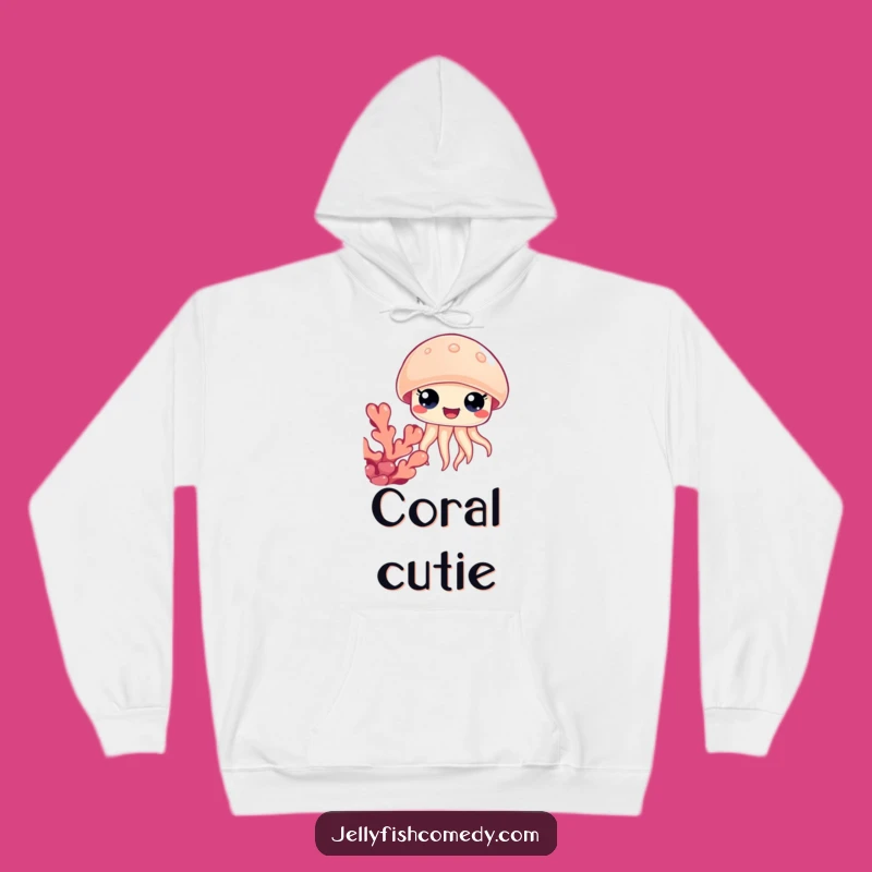 Funny Jellyfish Coral Hoodie: Cozy Comfort With Peeking Happy Eyes