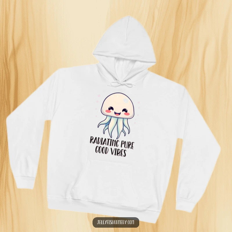 Funny Kawaii Jellyfish Hoodie with a big smile, radiating bubbly energy, perfect for lounging or casual wear.