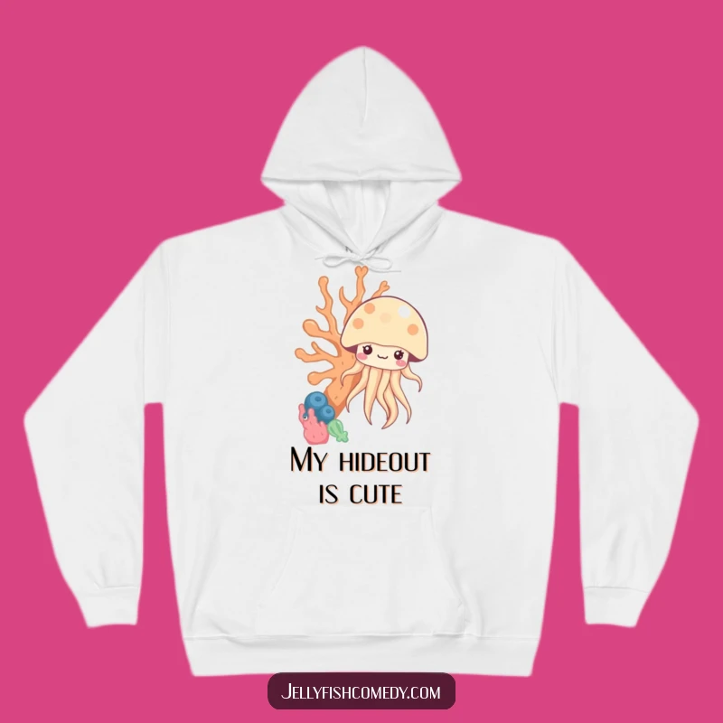 Funny Peekaboo Jellyfish Hoodie - Kawaii Under the Sea Coral Sweatshirt