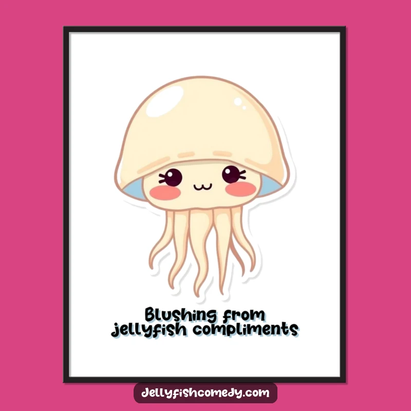 Funny Free Printable Wall Art: Shy Blushing Jellyfish Downloadable Poster