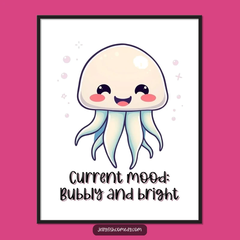 Free Printable Kawaii Jellyfish Art - Bubbly Energy Decor, Downloadable Wall Art
