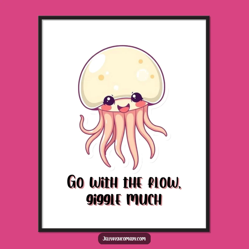 Free Printable Wall Art: Giggling Kawaii Jellyfish for Whimsical Decor & Funny Downloadable Art