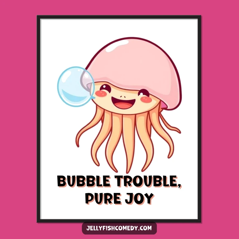 Funny Free Printable Grinning Jellyfish Wall Art Bubbly Downloadable Decor