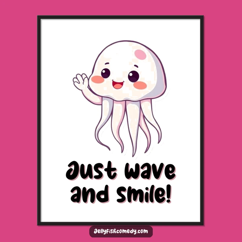 Funny Free Printable Wall Art: Cheerful Jellyfish Waving Hello!