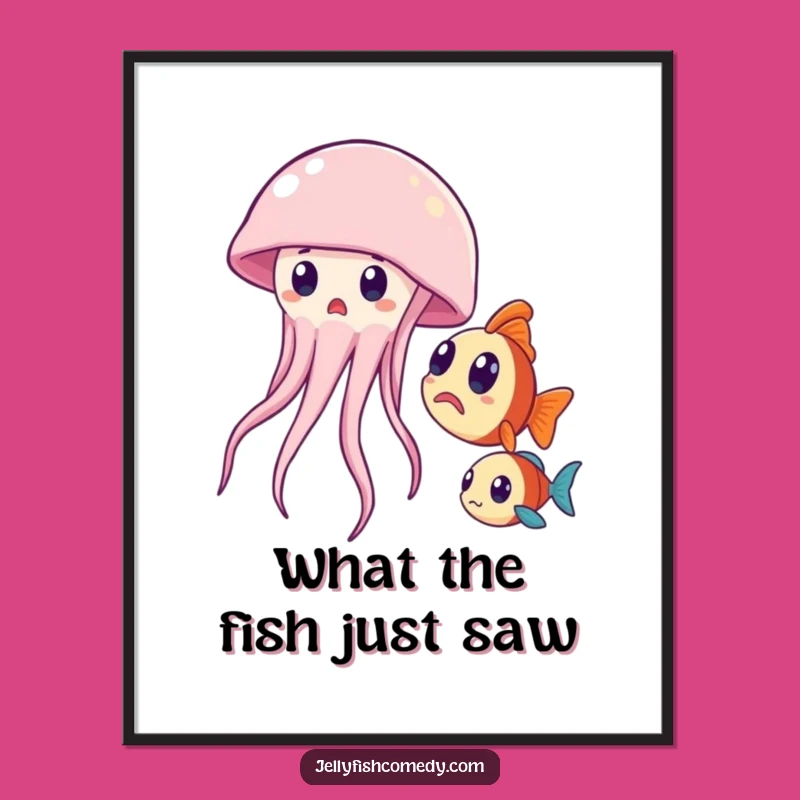 Funny Free Printable Wall Art: Surprised Jellyfish & Fish for Humorous Downloadable Decor
