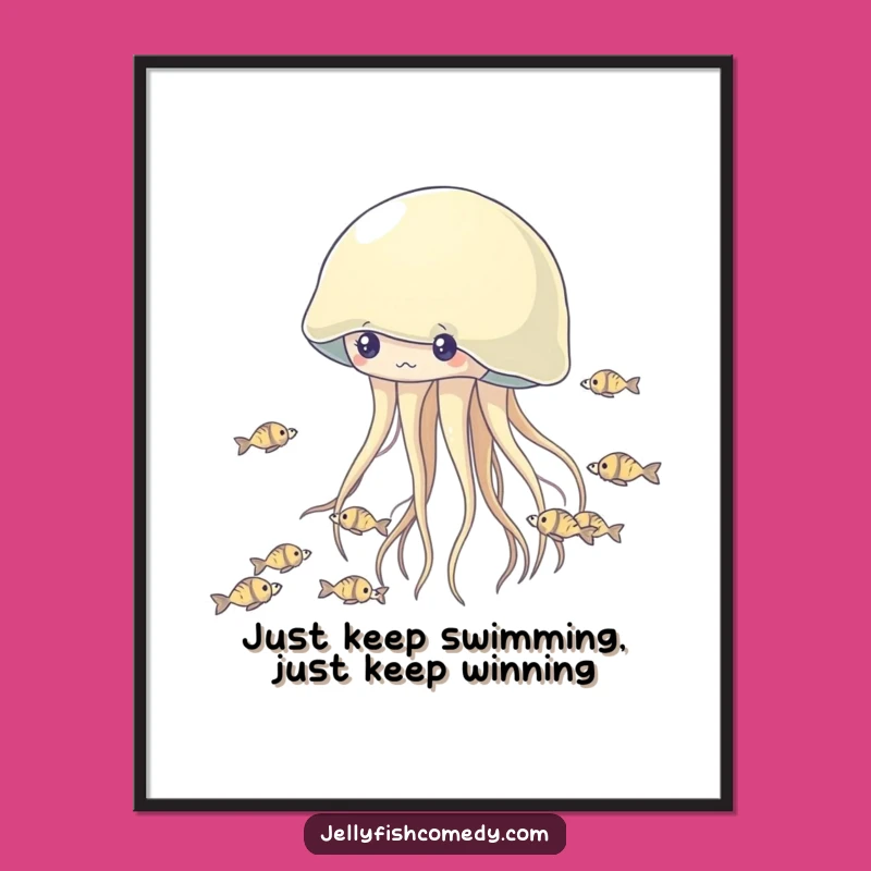 Free Printable Wall Art: Funny Jellyfish Chase Scene for a Humorous Downloadable Gift