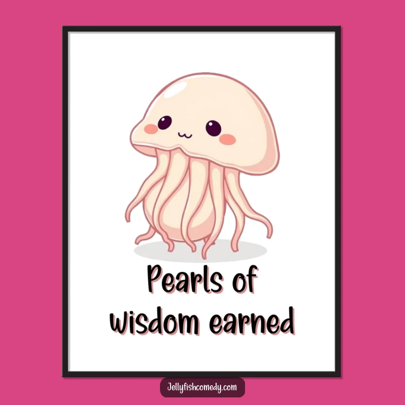 Motivational Free Printable Wall Art: Determined Jellyfish Pushing Pearl Poster