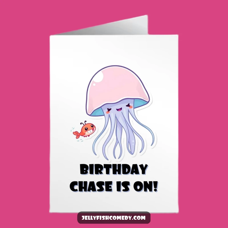 Free Printable Birthday Card: Funny Jellyfish Shrimp Chase Fun!