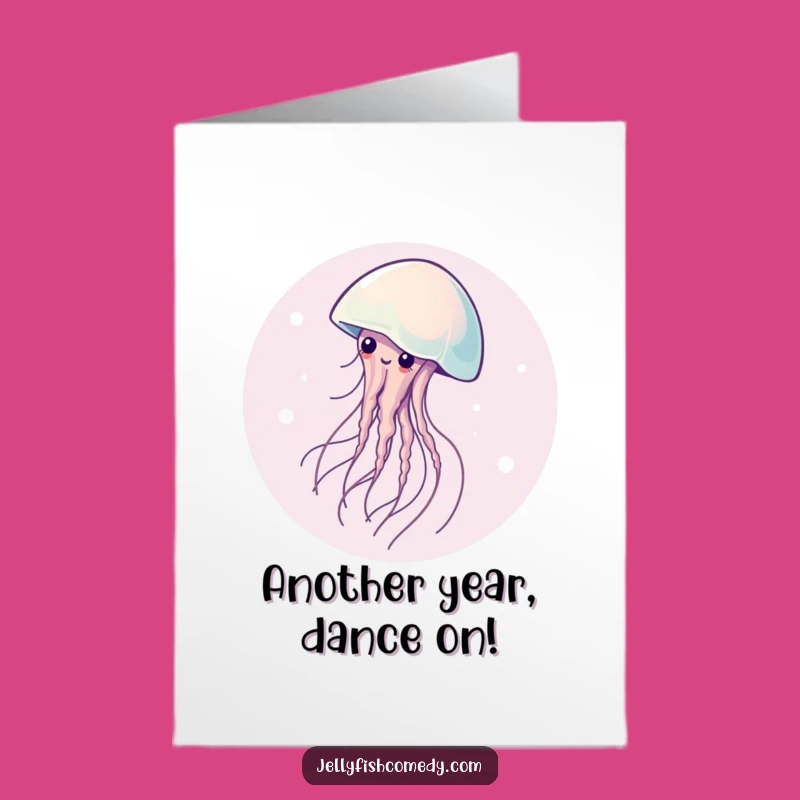Free Printable Birthday Card: Graceful Jellyfish Spin Funny Downloadable Gift