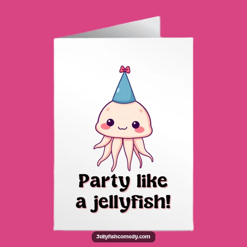 Free Printable Birthday Card: Silly Jellyfish Party Hat Funny Downloadable Gift