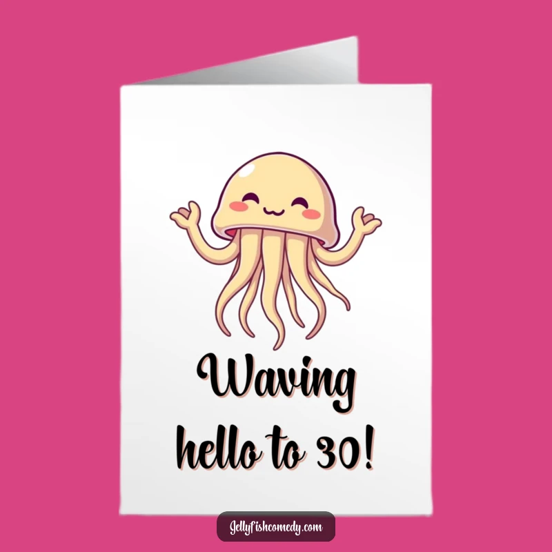Free Printable Excited Jellyfish Birthday Card - Waving Tentacles Downloadable Fun