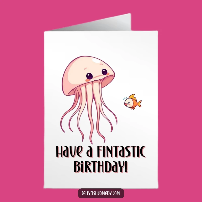 Free Printable Fish-Tossing Jellyfish Birthday Card - Funny Downloadable Gift