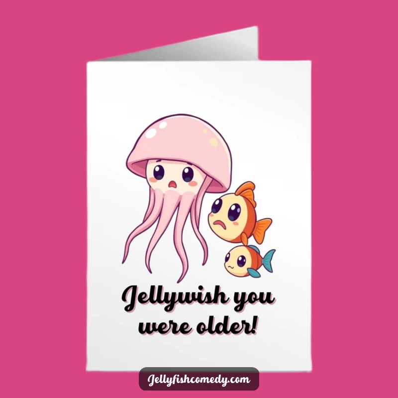 Free Printable Funny Birthday Card: Surprised Jellyfish Design for a Hilarious Downloadable Gift