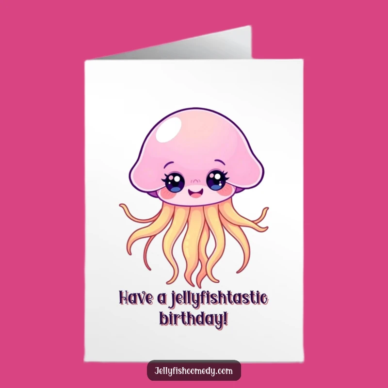 Free Printable Kawaii Jellyfish Birthday Card - Funny Floating Fun, Downloadable Gift