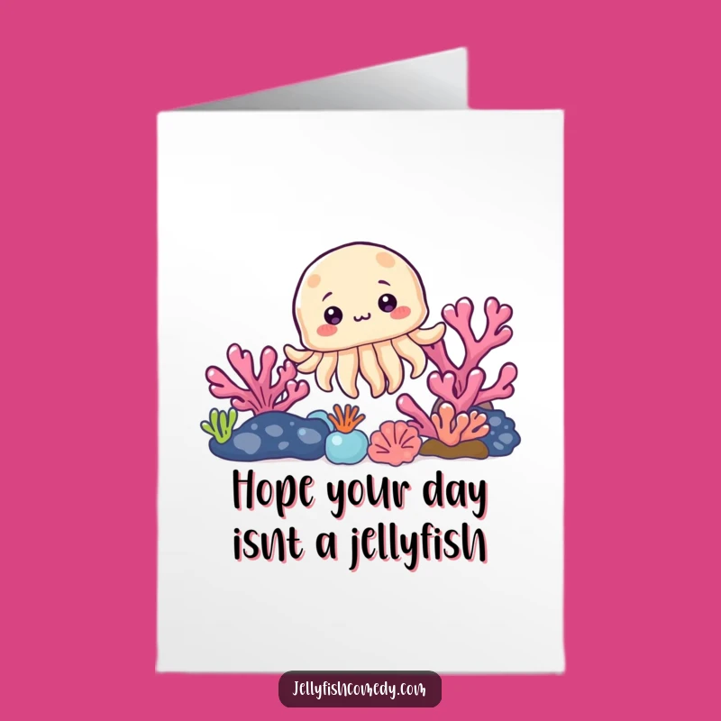 Free Printable Funny Jellyfish Birthday Card - Coral Reef Peek DIY Download