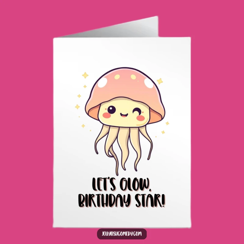Free Printable Birthday Card: Kawaii Jellyfish Twinkling, Happy Greeting Download