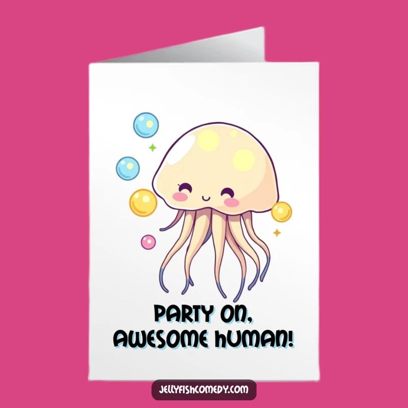 Free Printable Juggling Jellyfish Birthday Card - Funny Downloadable Gift for Kids