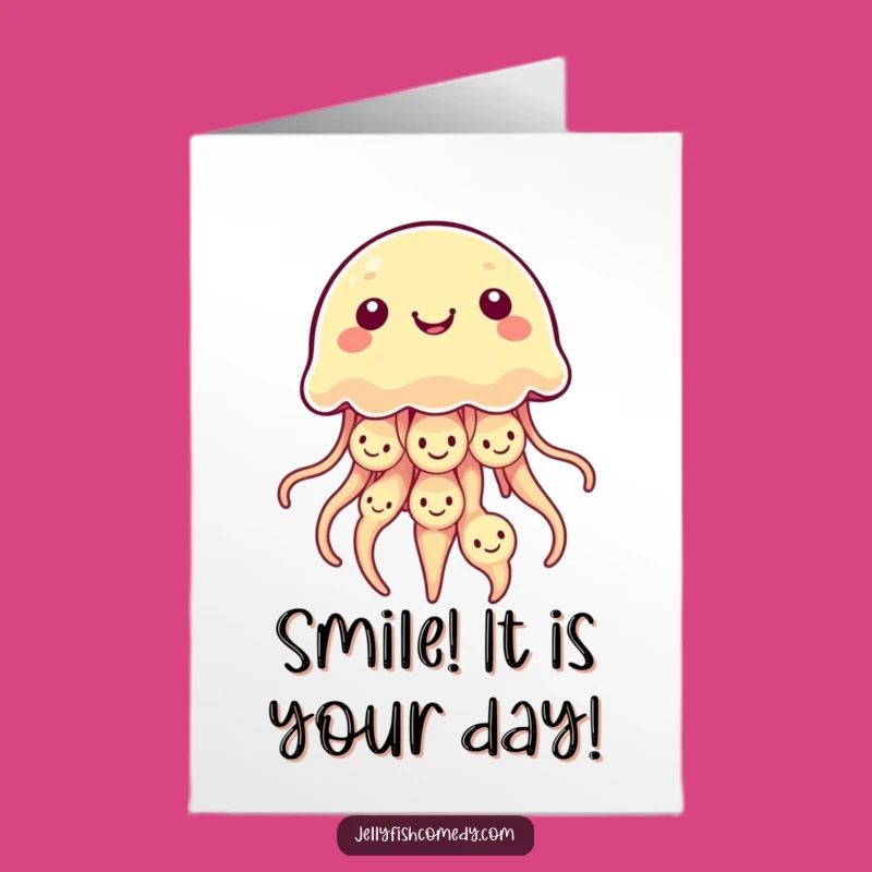 Free Printable Kawaii Jellyfish Birthday Card - Smiley Faces Galore, Downloadable Gift