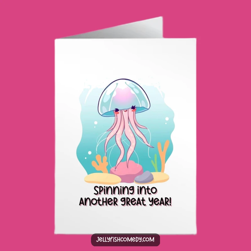 Free Printable Birthday Card: Elegant Jellyfish Spin Design for a Serene Downloadable Gift