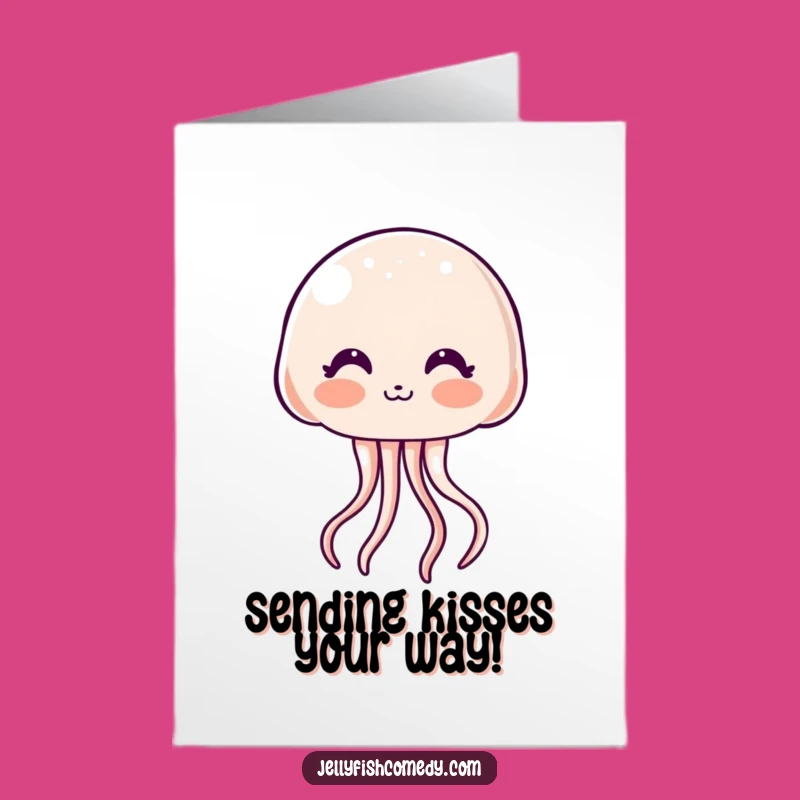 Free Printable Congrats Card: Kawaii Jellyfish Kissing Shy Blush Downloadable