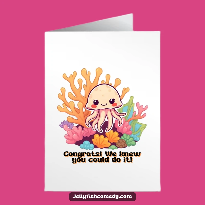 Free Printable Congrats Card: Shy Jellyfish Design for a Sweet Downloadable Gift