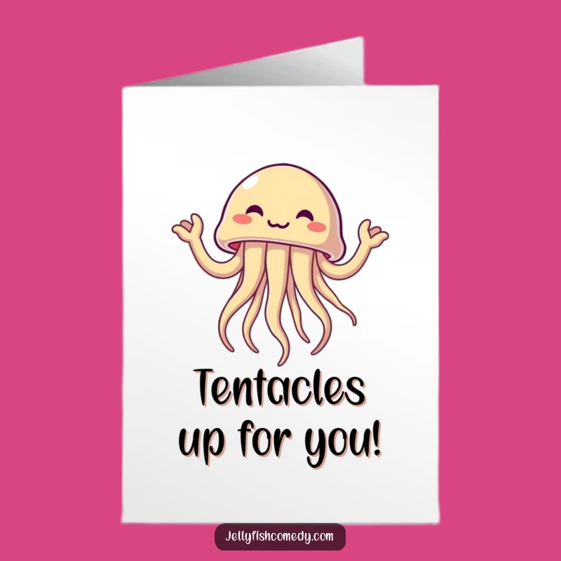 Free Printable Excited Jellyfish Congratulations Card - Waving Tentacles Downloadable Cheer