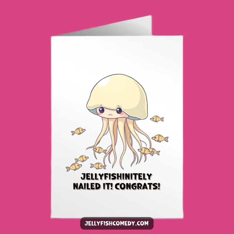 Free Printable Congrats Card: Hilarious Jellyfish Chase Design for Your Funny Downloadable Gift