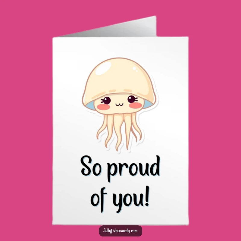 Free Printable Congrats Card: Shy Blushing Jellyfish Funny Downloadable Gift