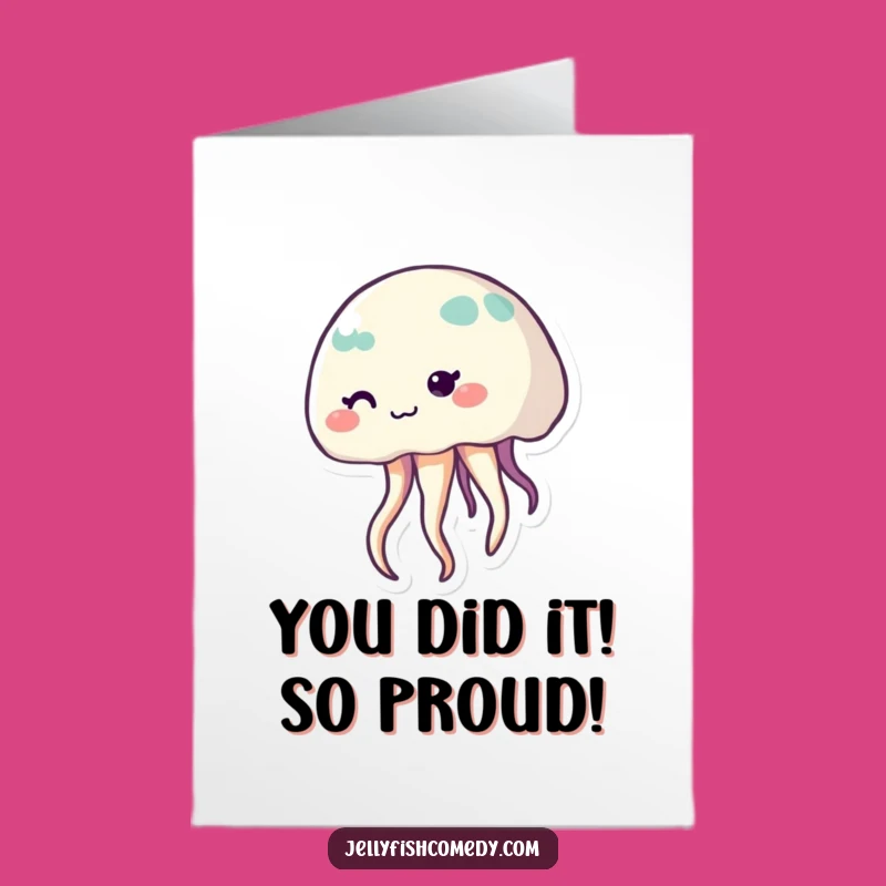Free Printable Shy Jellyfish Congratulations Card - Cute Funny Downloadable Greeting