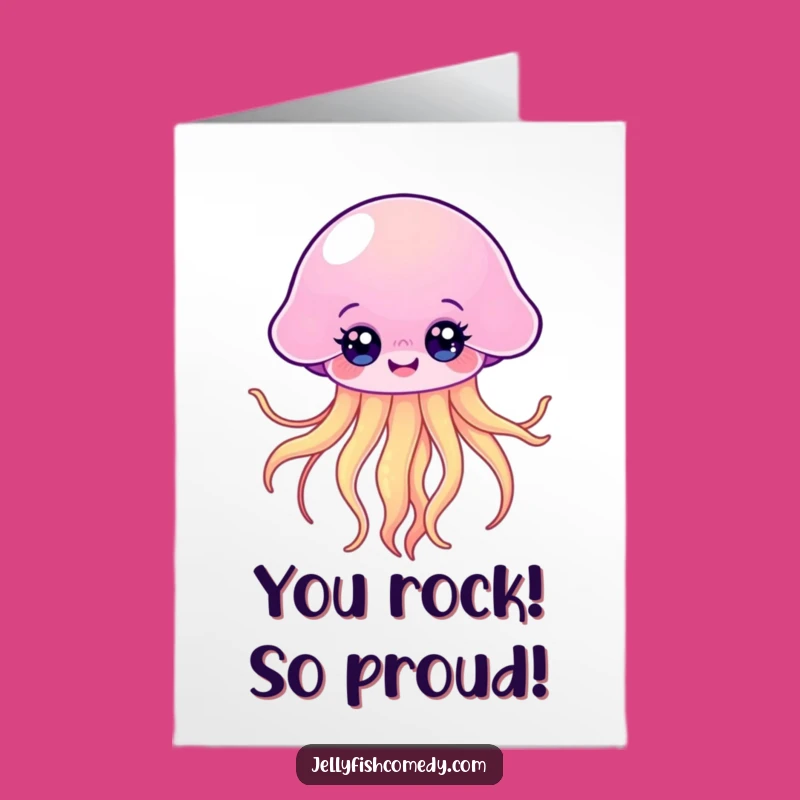 Free Printable Kawaii Jellyfish Congrats Card - Funny Floating Success, Downloadable DIY
