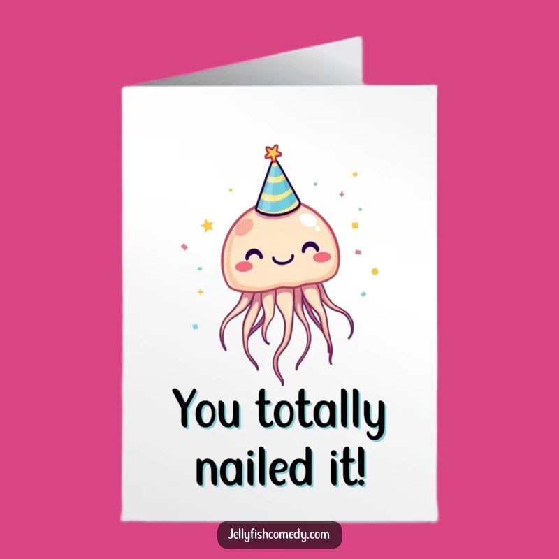 Free Printable Congrats Card: Humorous Jellyfish Hat Downloadable for Any Celebration