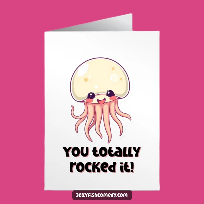 Free Printable Congrats Card: Giggling Kawaii Jellyfish for Fun Congratulations & Celebrations